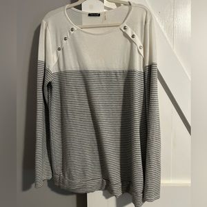 Gray and White Striped Sweater